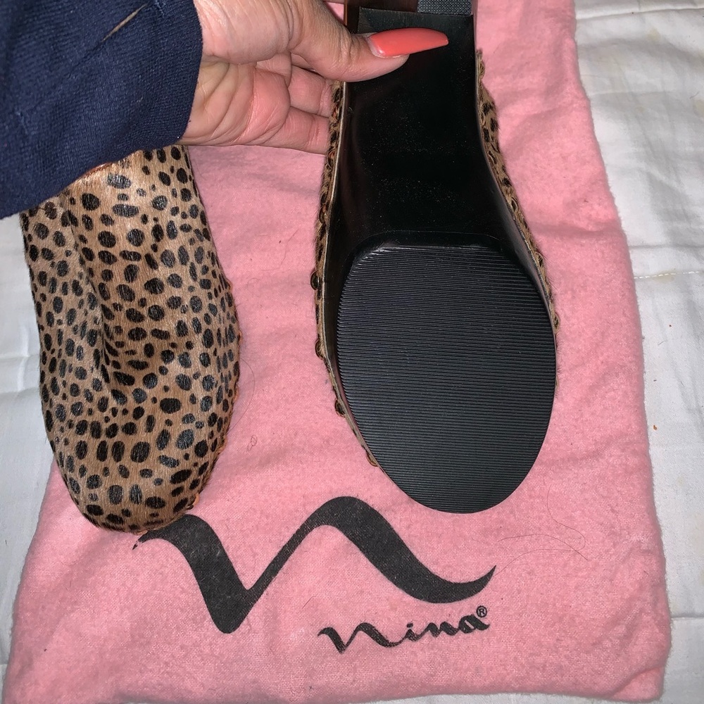 Leopard print heeled mules NWOT